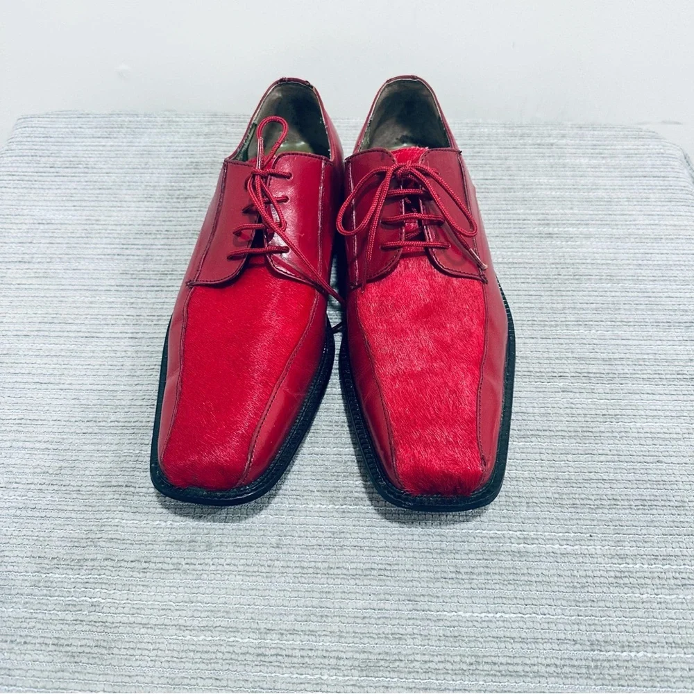 MARCO VICCI ‎ Red Leather Lace Up Men’s Size 10,5 M Dress Shoe
